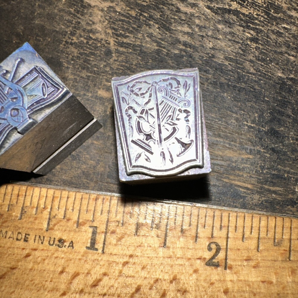 Printing Blocks “ 2 Beautiful Harps “ Lead Blocks, Nice Details!