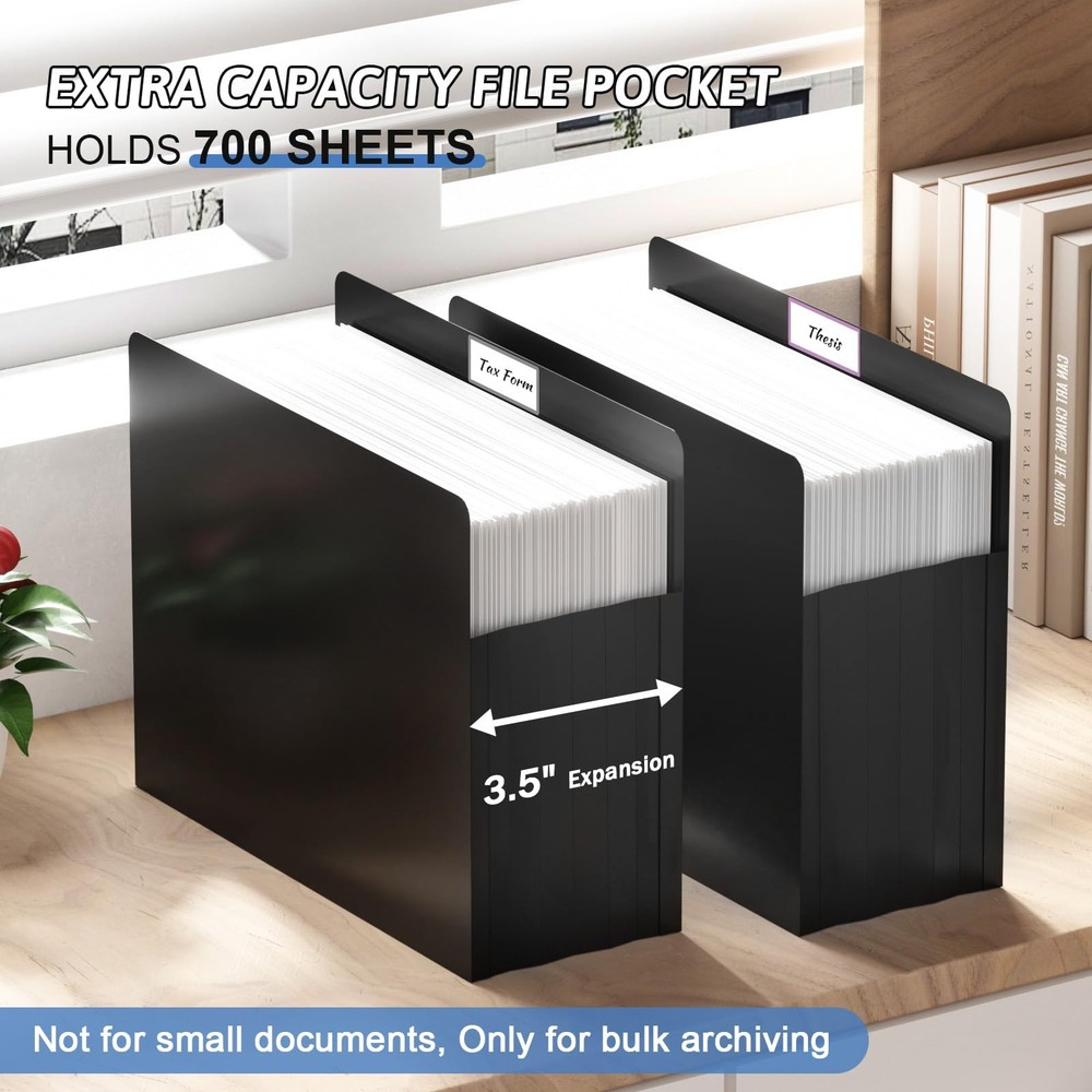 Plastic Expanding File Pockets Extra Capacity,5 Pack File Pockets Letter Size...