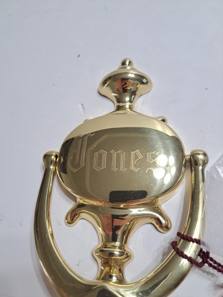 Solid Brass Door Knocker With Engraving “Jones”