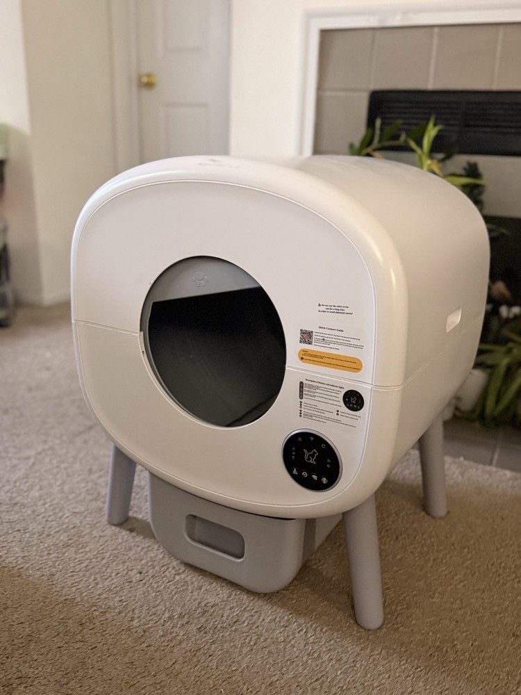Smart Automatic Self-Cleaning Cat Litter Box with Wi-Fi, White