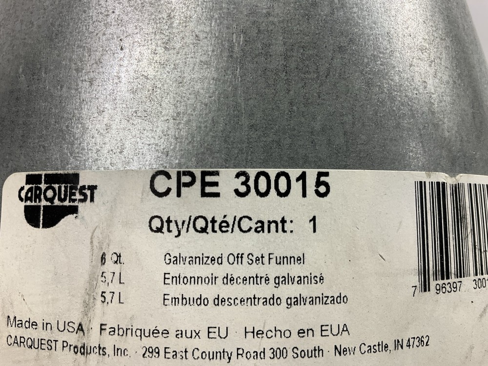 Carquest 30015 6 Quart Galvanized Offset Funnel