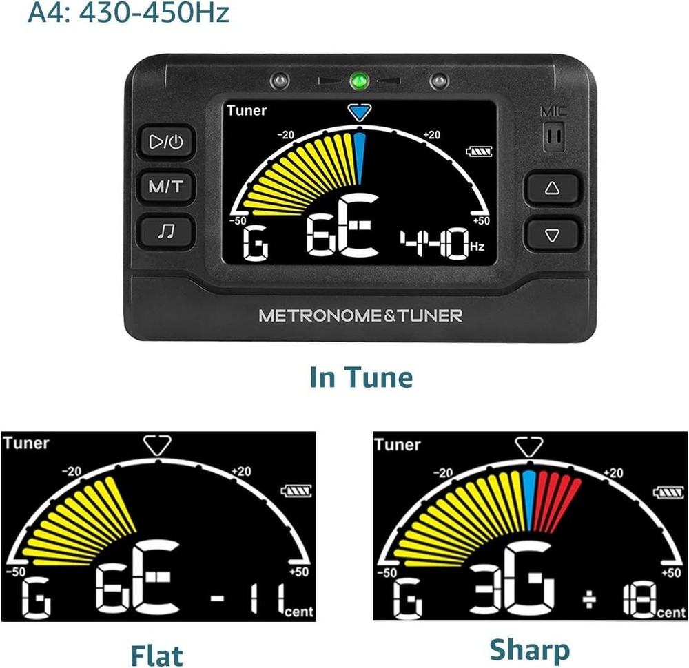Color Screen Metronome Tuner for Guitar & Wind Instruments