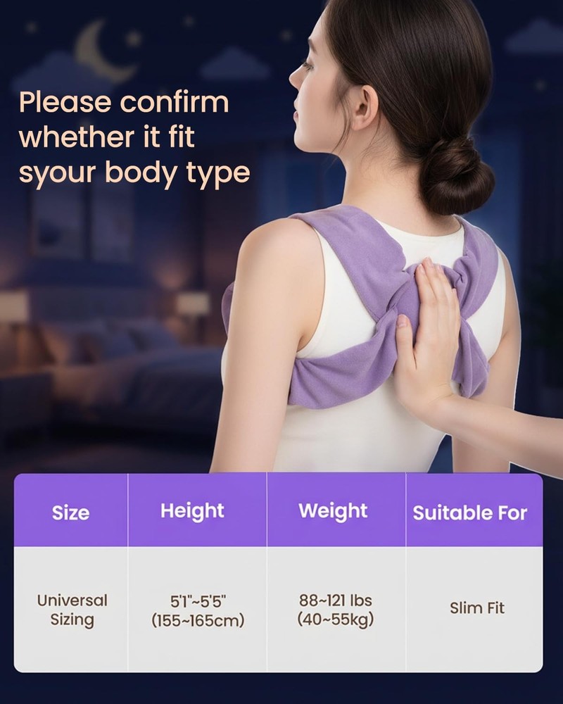 ® Sleep Upper Back Brace Posture Corrector for , Ultra-Soft Lavender Back Str...