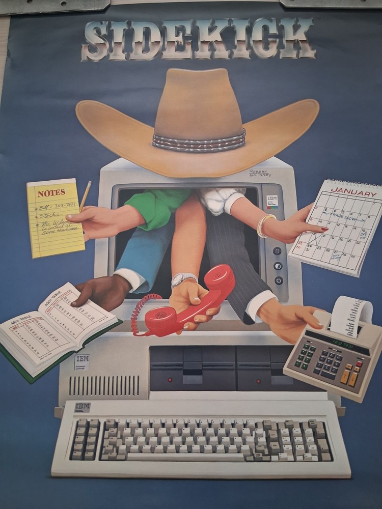 Vintage 1980s IBM Computers Sidekick Advertisement Poster