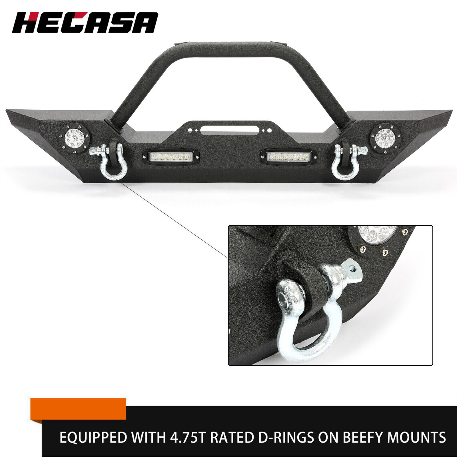 Steel Front Bumper w/LED Lights for Jeep Wrangler JK JL 07-22 Gladiator JT 20-22