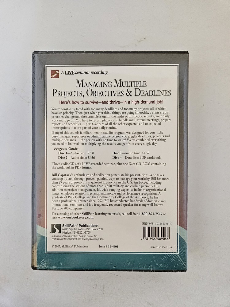 Managing Multiple Projects, Objectives And Deadlines DVD Sealed