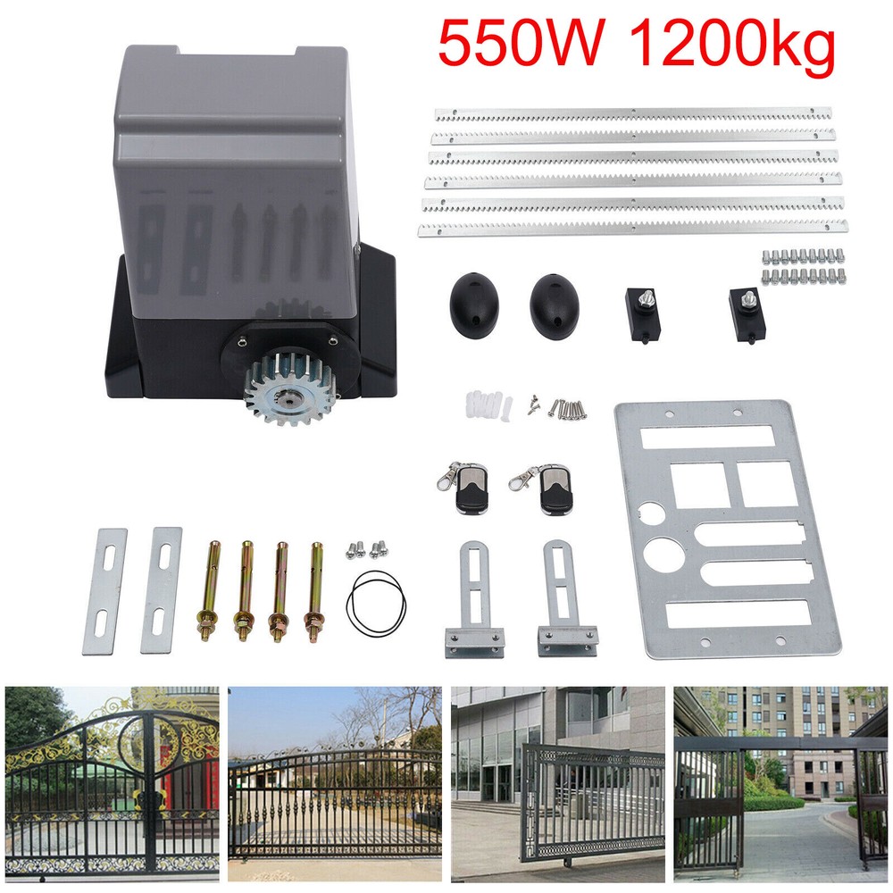Automatic Sliding Gate Opener Rack Driven with 2 Remotes & Complete Kit 2700 lbs