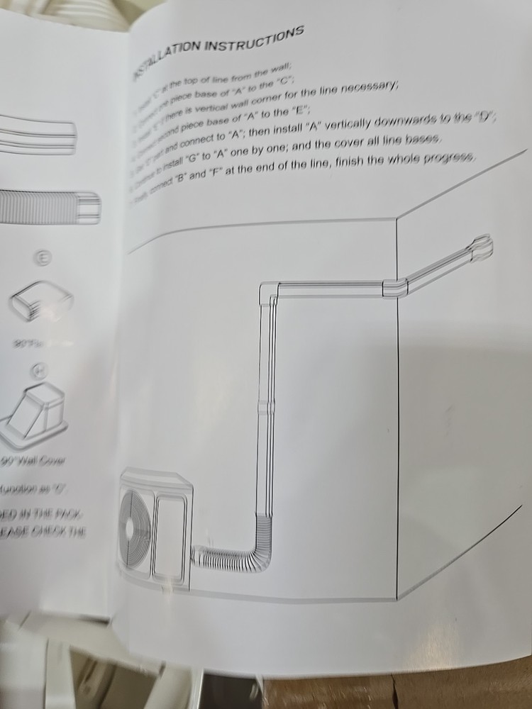 Mini Split Decorative Line Set Cover Kit 16 Ft - 3 In Open Box, White Line Cover