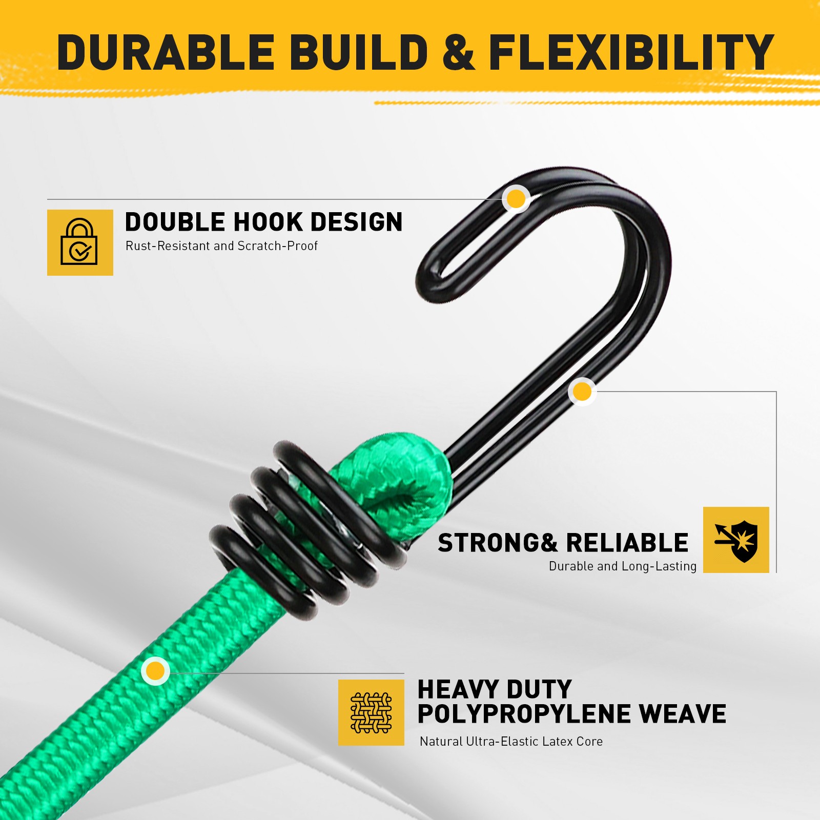 33PC Bungee Cords Set 10" 18" 24" 32" 40" Cable Ties Canopy Tarp Cargo Securing