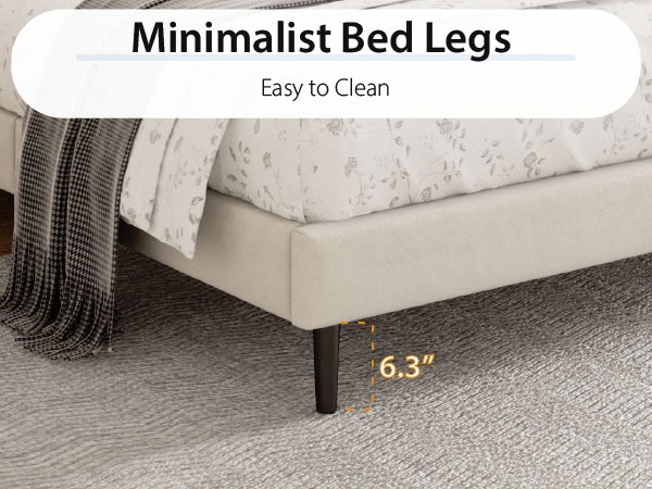 Upholstered Platform Bed Large Size Frame With LED Light And Charging Function