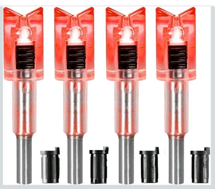 DEEPOWER Crossbow Lighted Nock with ON/Off Switch 4 Pack (Red)