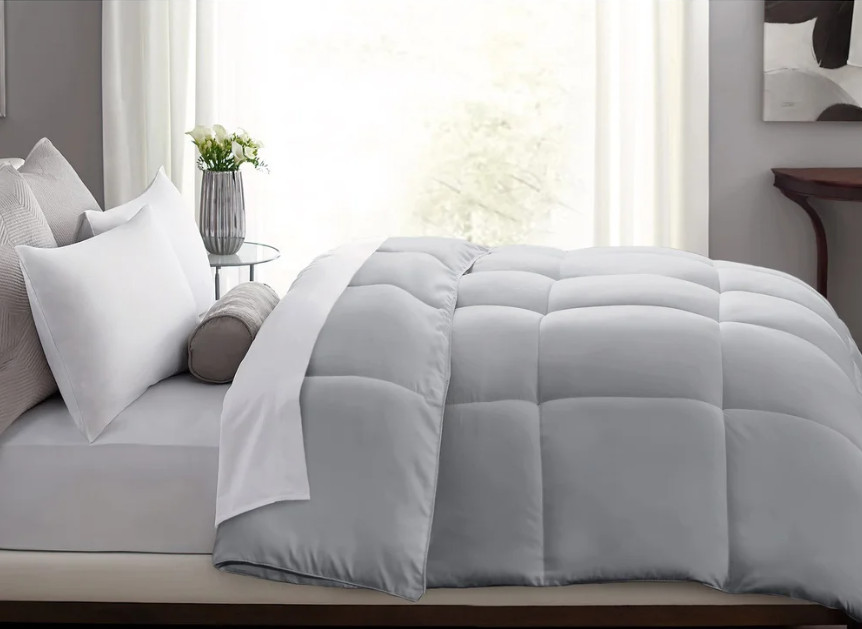 Microfiber Down Alternative Twin Comforter Gray