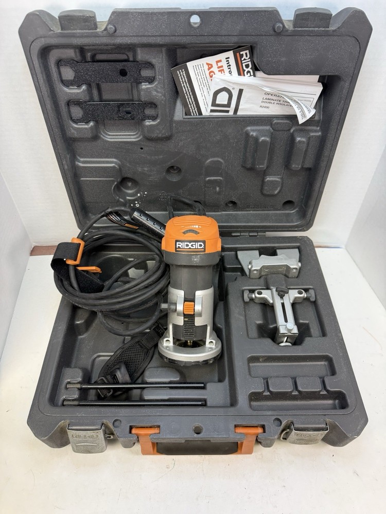 Ridgid R2400 Compact Laminate Trimmer Router Variable Speed W/Case
