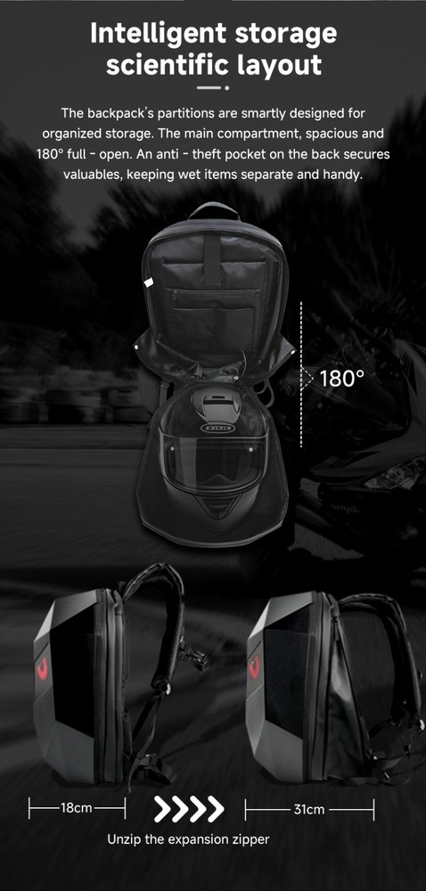 LED Motorcycle Riding Backpack Featuring Illuminated Eye Design, Large Capacity