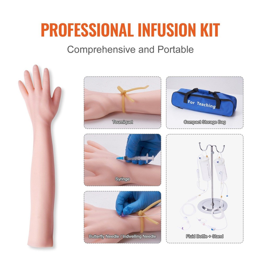 Intravenous Practice Kit with Anatomical Arm Model, Adjustable