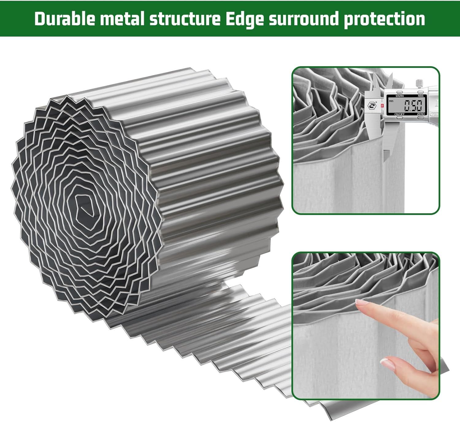 Corrugated Metal Garden Edging,6" x 20' Sturdy Lawn Edging Border,Landscape Edgi