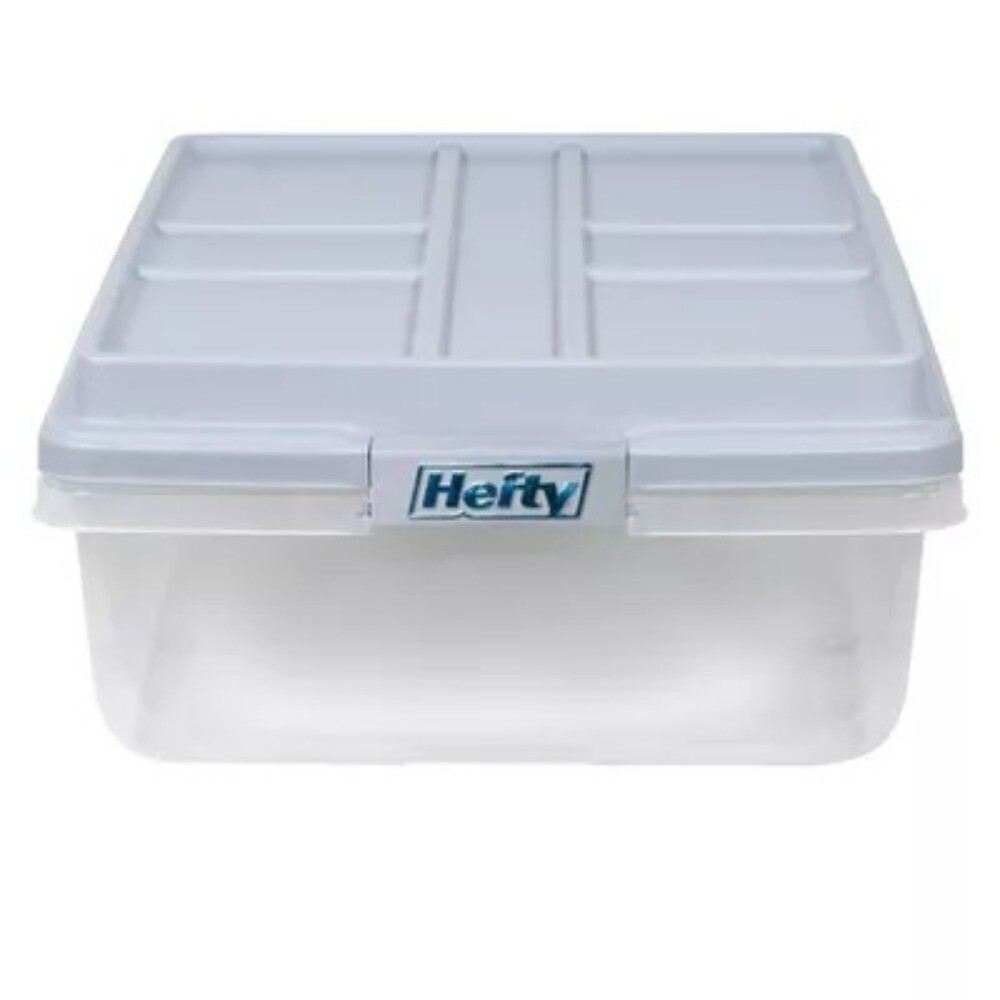 40qt Plastic Storage Bin with Gray HI-RISE Stackable Lid:Utility Totes