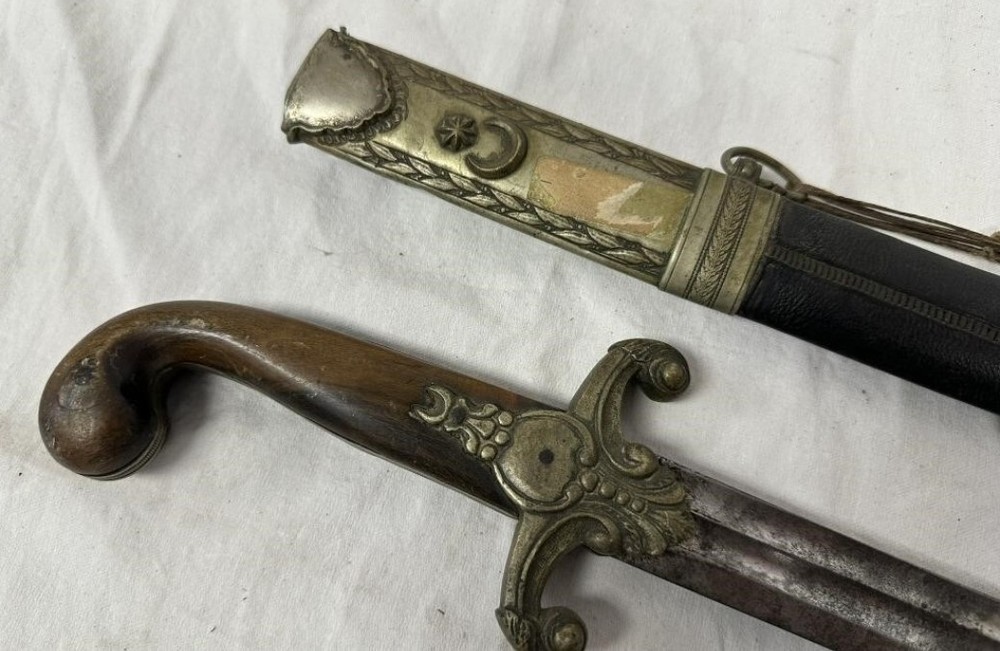 Ottoman silver mounted shamshir sword