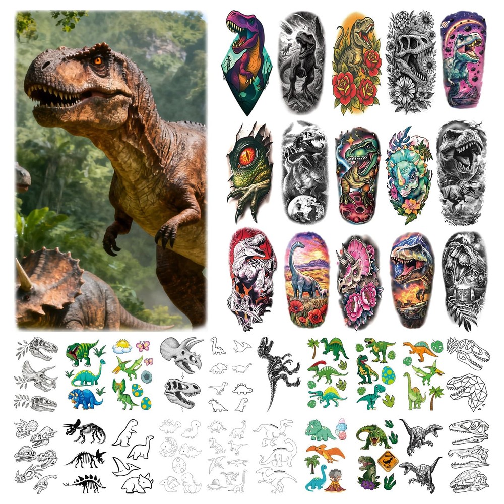 Dinosaur Tattoos for Kids,77 Sheets Tattoo Large, Small, Multicolor