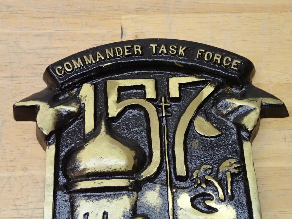 Vintage US Navy Commander Submarine Task Force 157 Brass Plaque
