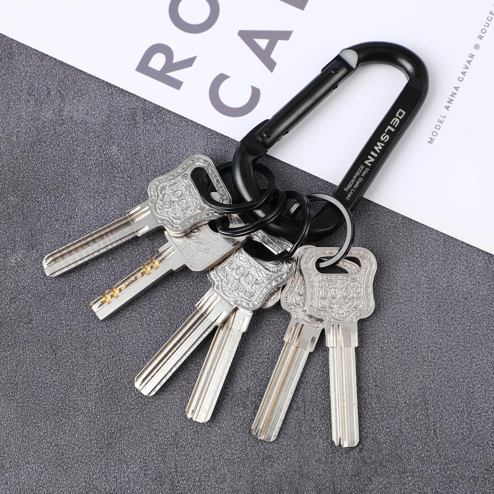 Heavy Duty Black Carabiner Clip - 900lbs 3" Steel Carabiners, Large D-Shaped ...