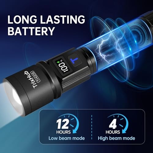 Rechargeable Flashlights High Lumens, 5Mode Flash Light with LCD Digital 1Pack