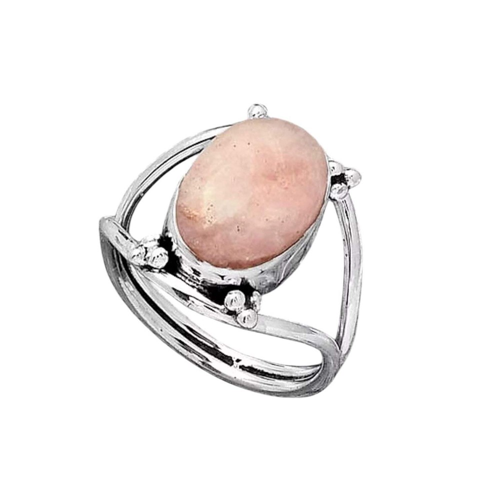 Pink Scolecite Solid 925 Sterling Silver Ring 7