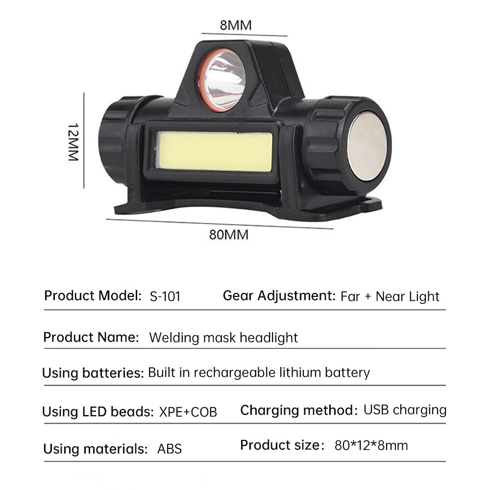 Automatic Dimming Headlight For Welding Helmet USB Charging 2-Purpose Light US