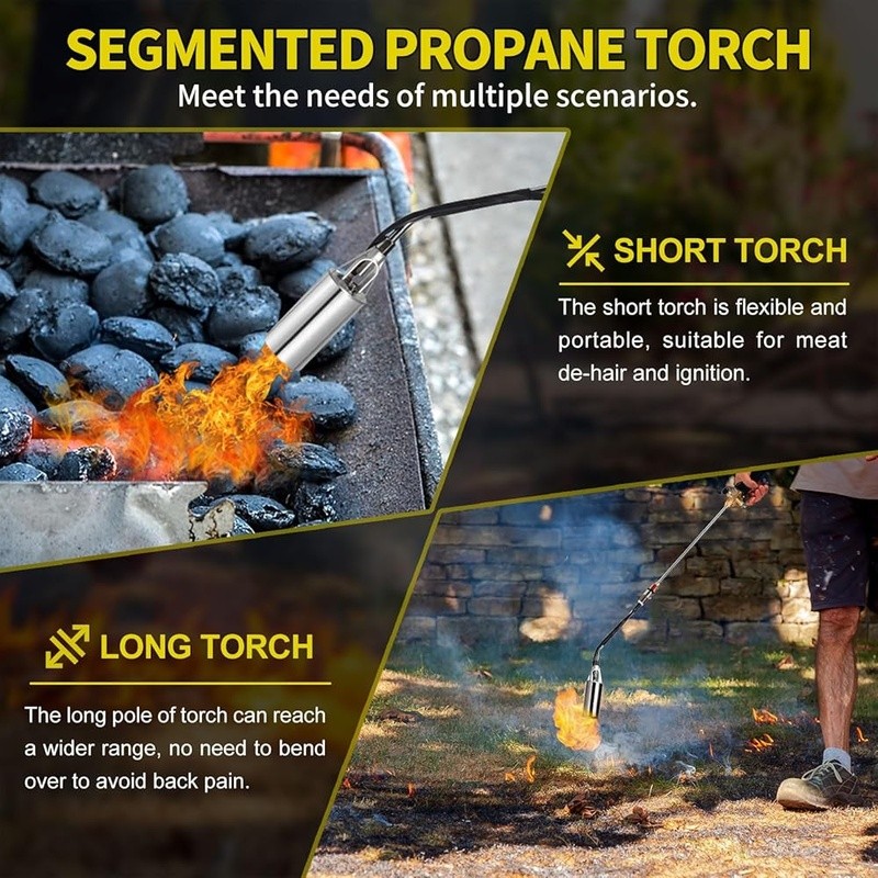 Powerful Weed Torch 1800000 BTU Ergonomic Design Propane Adapter Flame Control