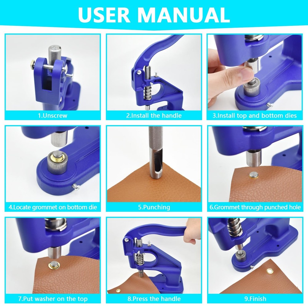 Grommet Tool Kit, Hand Press Machine Kit Heavy Duty...
