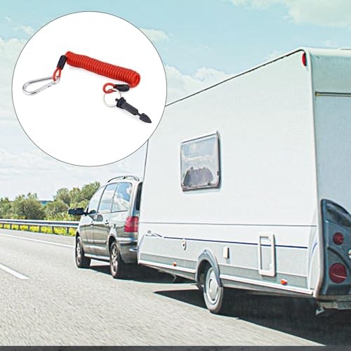 Trailer Brake Away Cable, 6ft High Rebound Spring Breakaway Coiled Cable Strap