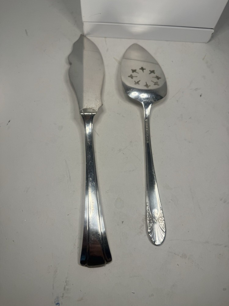 vintage two silver cake spoons