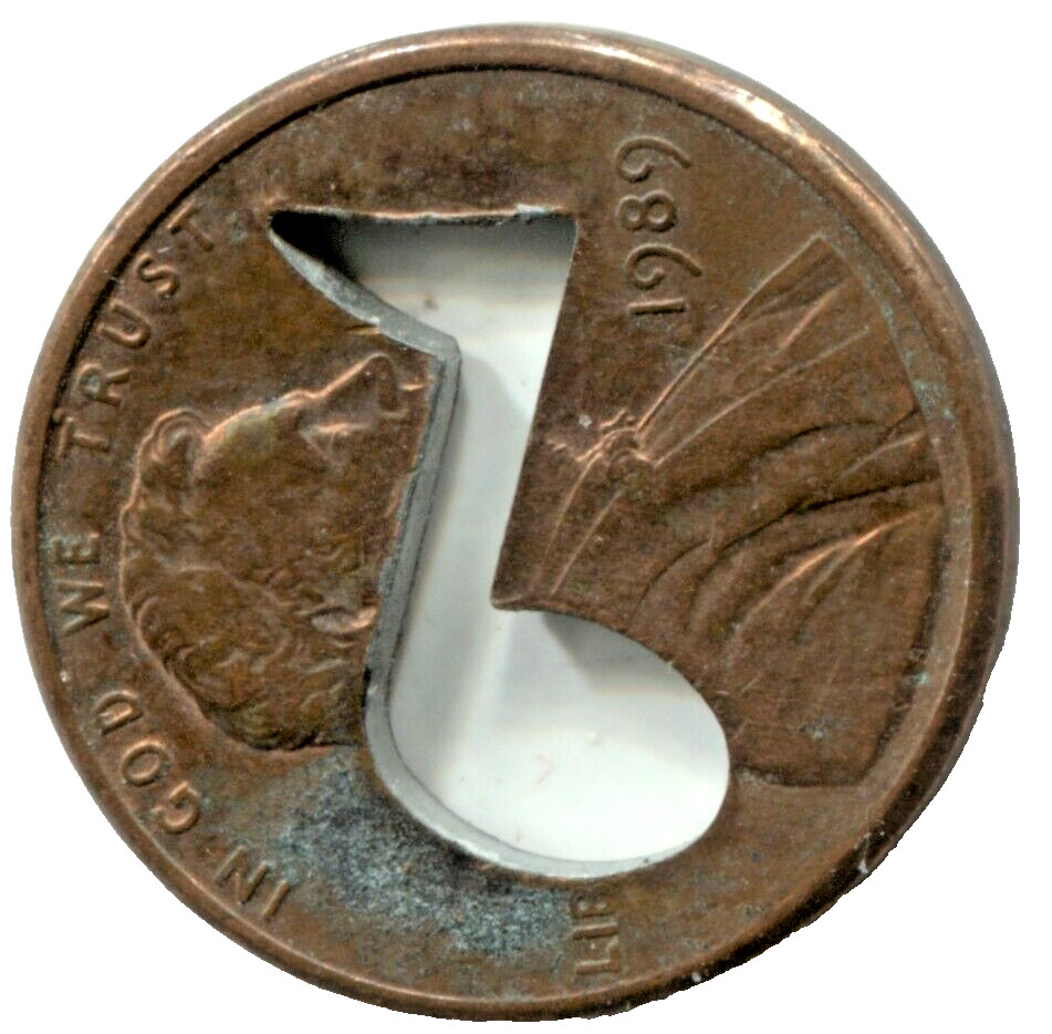 MUSIC NOTE CUT-OUT LINCOLN CENT - VARIOUS DATES - MH 009