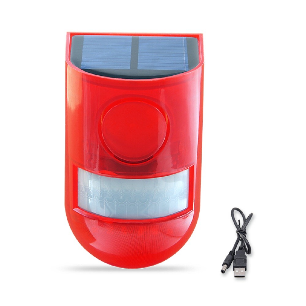 2 pcs Solar Alarm LED Light Solar Strobe Light Wireless Motion Sensor Outdoor