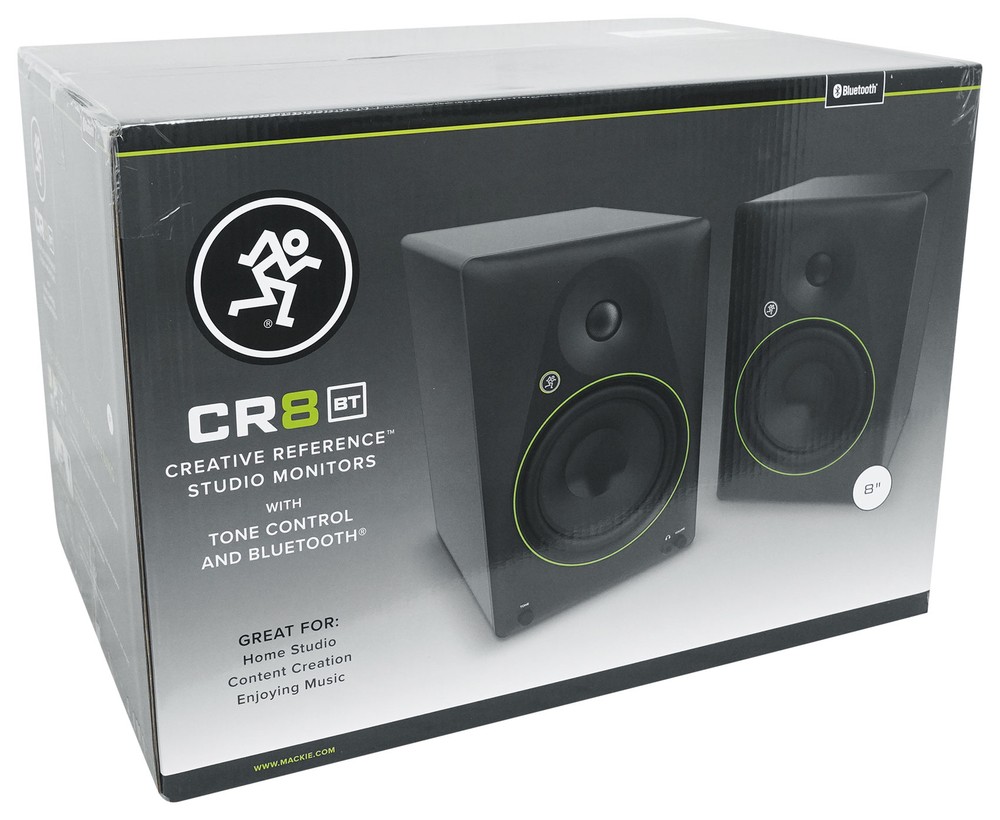 Pair Mackie CR8BT 8" Powered Studio Monitors w/Bluetooth/Tone Control+8" Sub