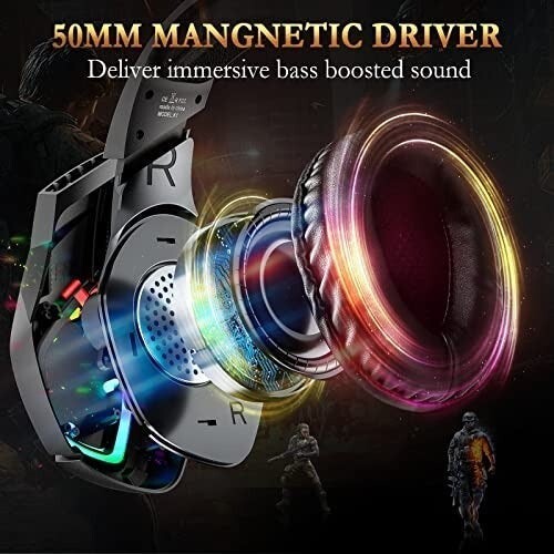 Gaming Headset with RGB Lights & Adjustable Microphone