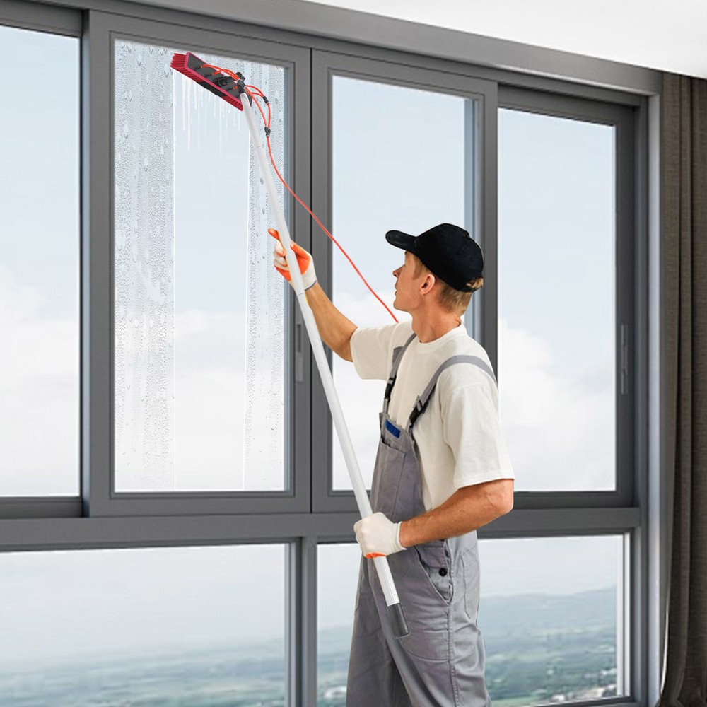 For Window+ Solar Panel Clean Washing Water Fed Pole Cleaning Brush Tool 26FT