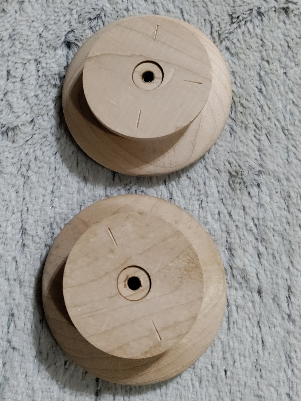 2 WADDELL 3" ROUND UNFINISHED MAPLE WOOD CABINET / DRAWER KNOBS, NO.921 VINTAGE