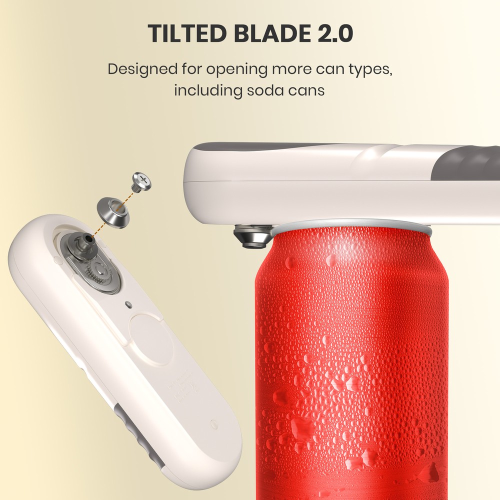 Auto Electric Can Opener, Rechargeable with Removable Tilted Blade, Smooth Edge