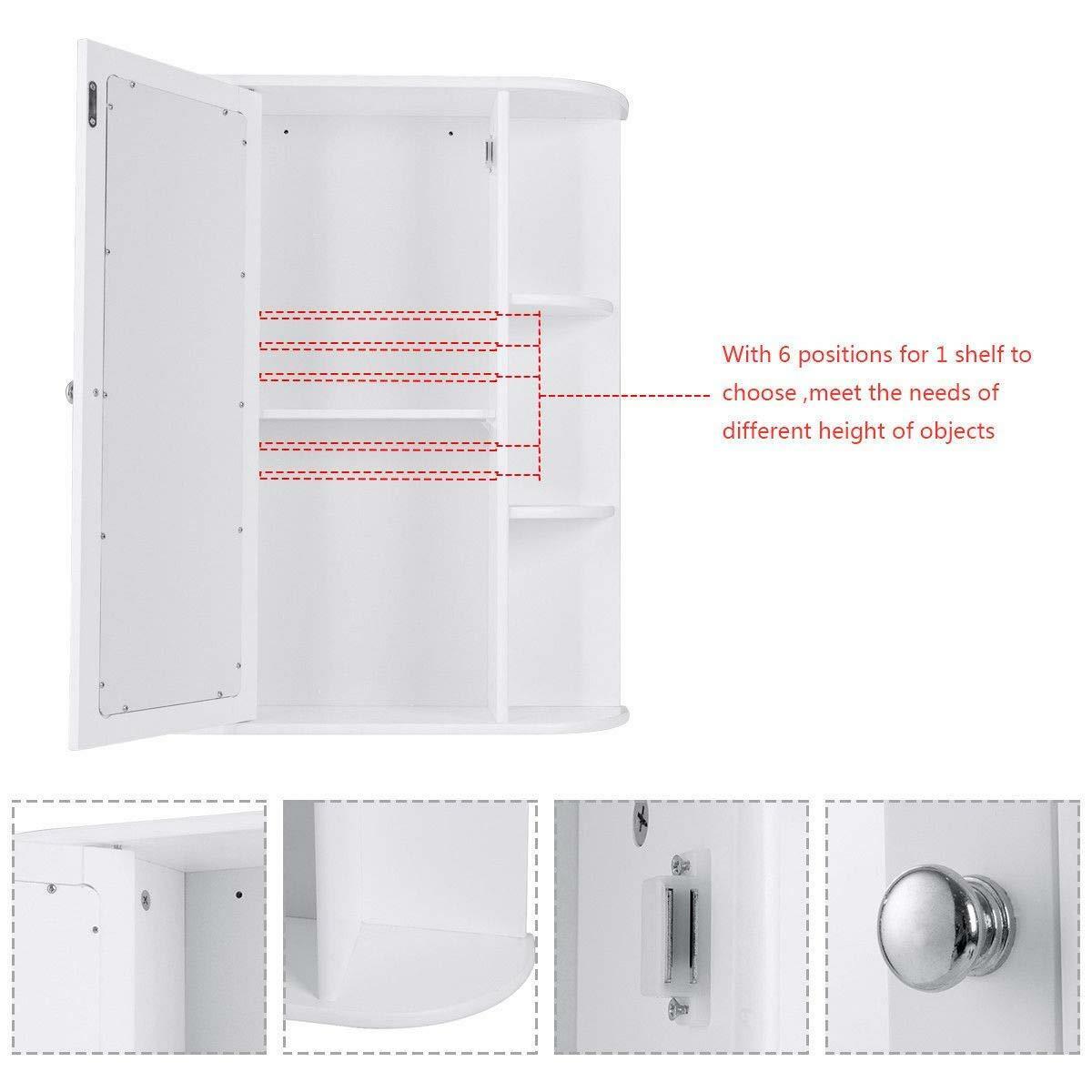 Home Bathroom Wall Mount Cabinet Storage Shelf Over Toilet w/ Mirror Door