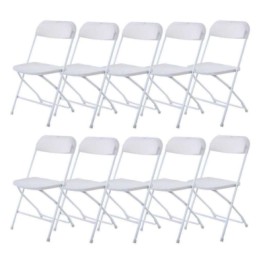 10 Pcs Plastic Folding Chairs Stackable Wedding Party Camping Dining Seats Home