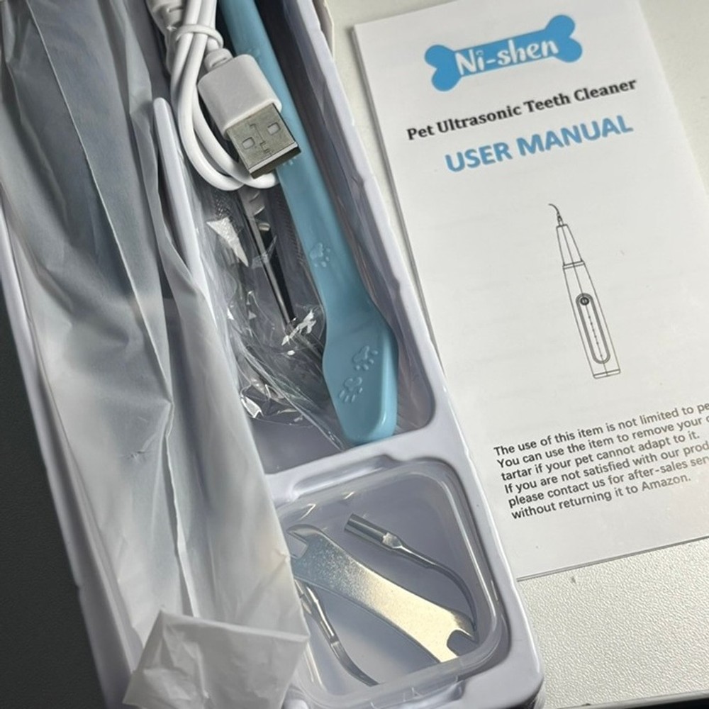 Pet ultrasonic teeth cleaning kit with LED light and 5 adjustable modes