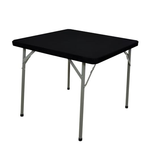 Square Elastic Fitted Tablecloth, Windproof Polyester 34" x 34" (Square) Black