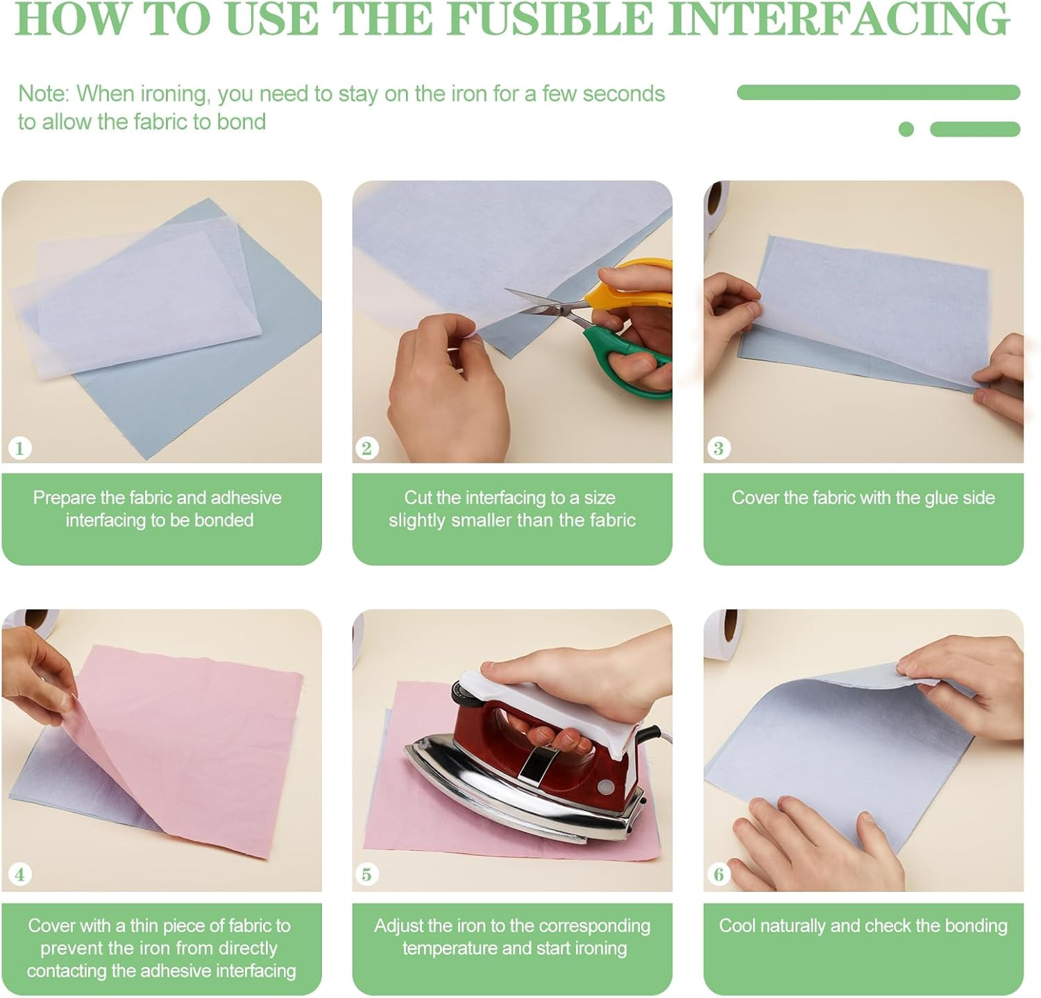 Medium Weight Interfacing Fabric for Sewing: White 11.6" x 30yd Iron On Non-Wove