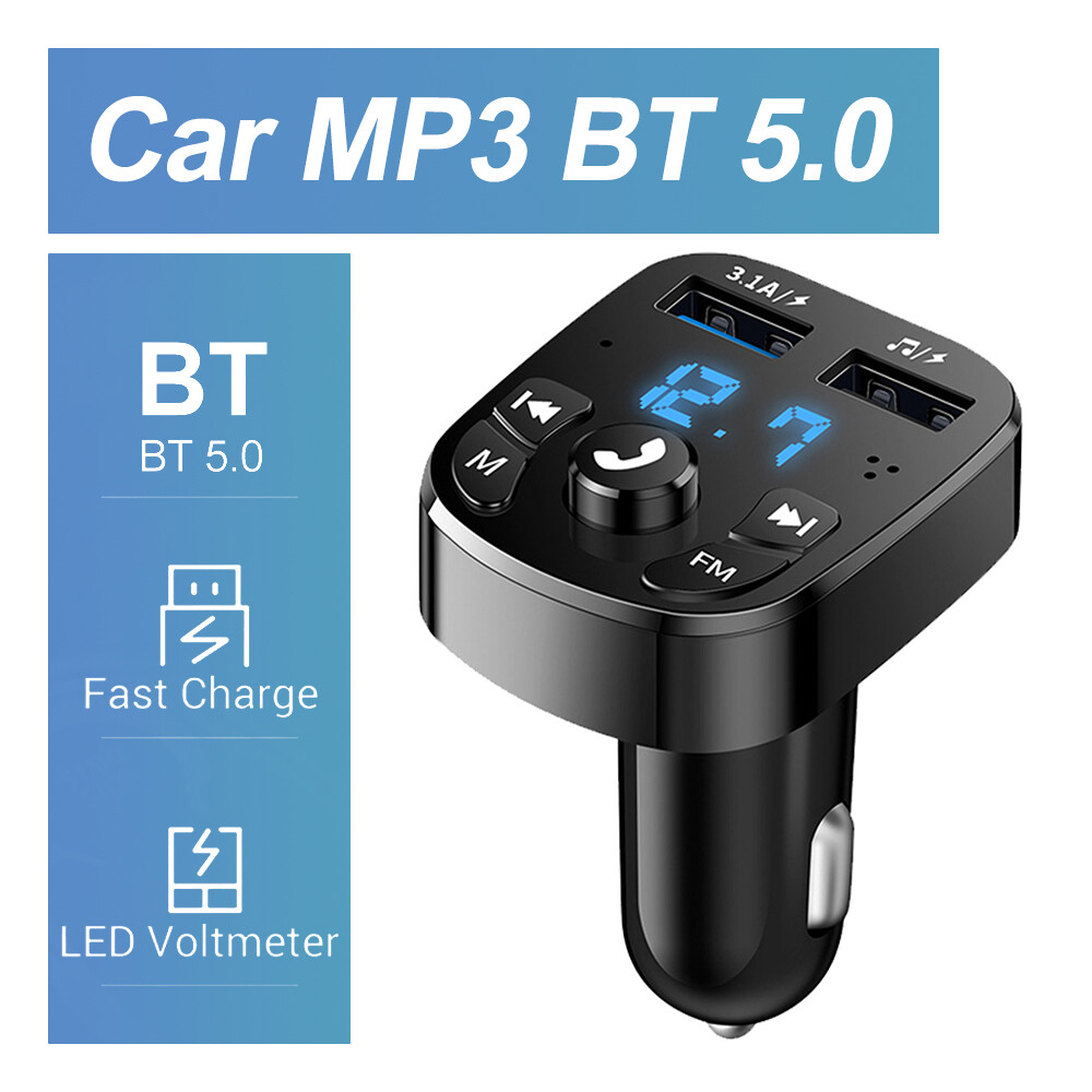 Car Fast Charger FM Transmitter Bluetooth 5.0 Handsfree Wireless Car Dual USB]⇑