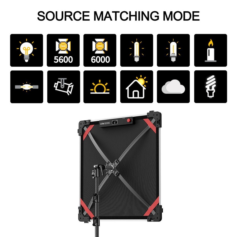 GVM B200C 200W RGB Foldable LED Fabric Video Light Panel #GVM-B200C