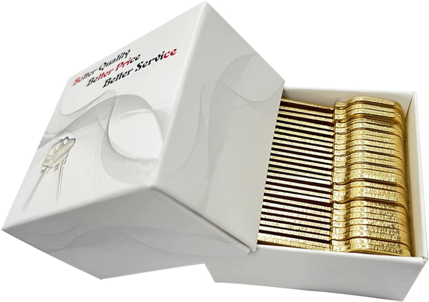 KW1 Brass Finish 5-Pin Key Blanks KW1 Uncut Blank Keys Pack of 50 Keys