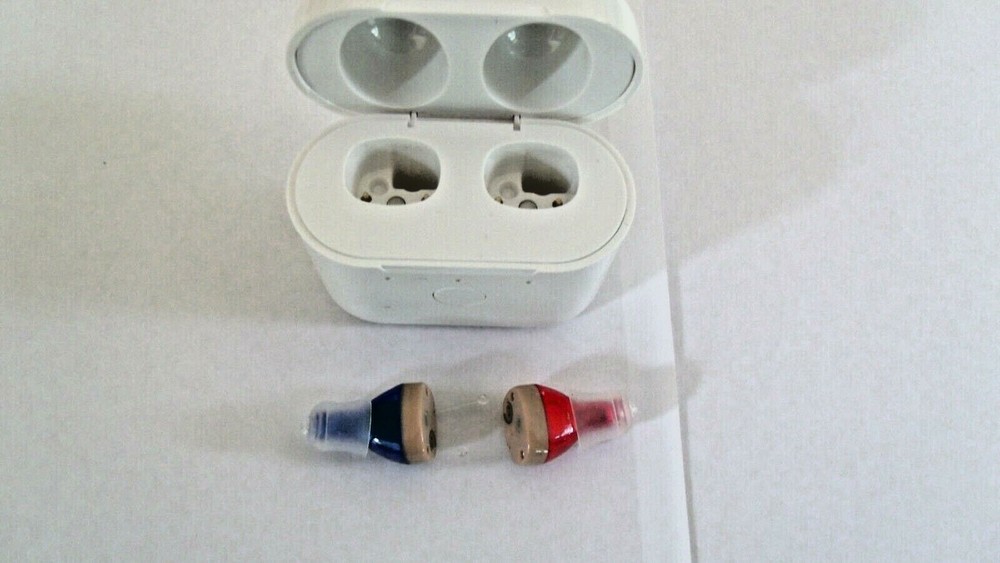 TWO RECHARGEABLE IN THE EAR MINI HEARING AIDS/ AMPLIFIERS