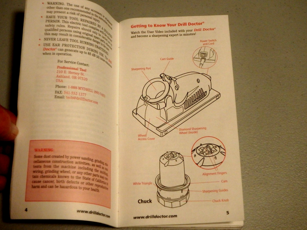 DRILL DOCTOR DRILL BIT SHARPENER 350X WITH USERS GUIIDE + DVD