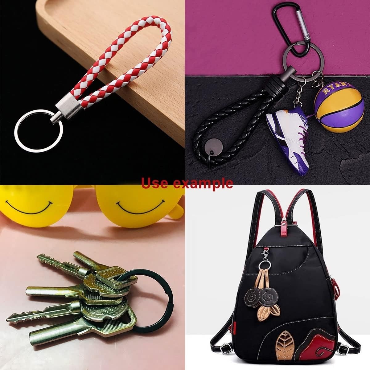 20 Pack Key Ring Keychain 1 Inch 25mm Diameter Metal Flat Split Black